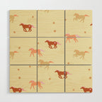Herd of Wild West horses pattern Wood Wall Art Gallery Image 1