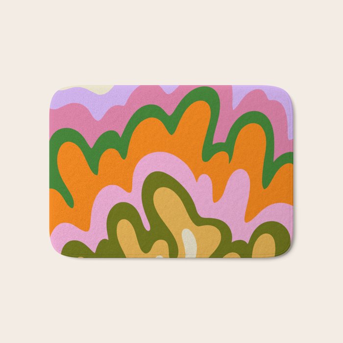 70s Hippie Retro Abstract Colorful Explosion Bath Mat Gallery Image 1