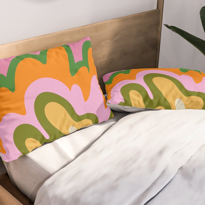 70s Hippie Retro Abstract Colorful Explosion Pillow Sham Gallery Image 2