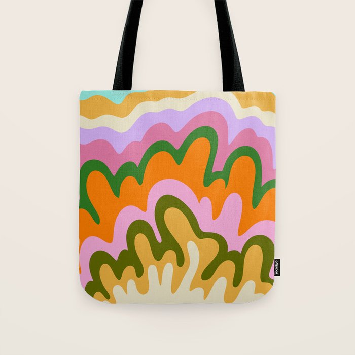 70s Hippie Retro Abstract Colorful Explosion Tote Bag Gallery Image 1