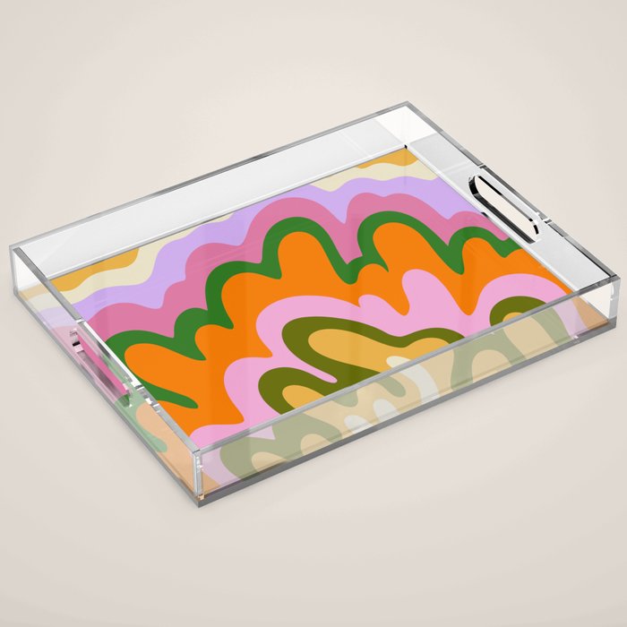 70s Hippie Retro Abstract Colorful Explosion Acrylic Tray Gallery Image 1