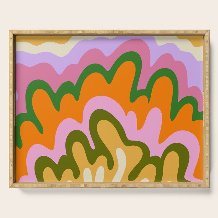 70s Hippie Retro Abstract Colorful Explosion Serving Tray Gallery Image 1