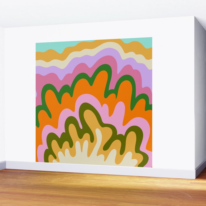 70s Hippie Retro Abstract Colorful Explosion Wall Mural Gallery Image 2