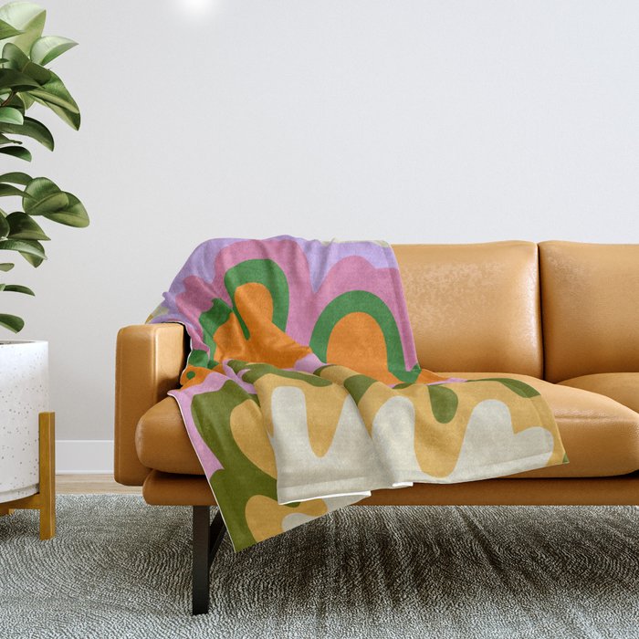 70s Hippie Retro Abstract Colorful Explosion Throw Blanket Gallery Image 1