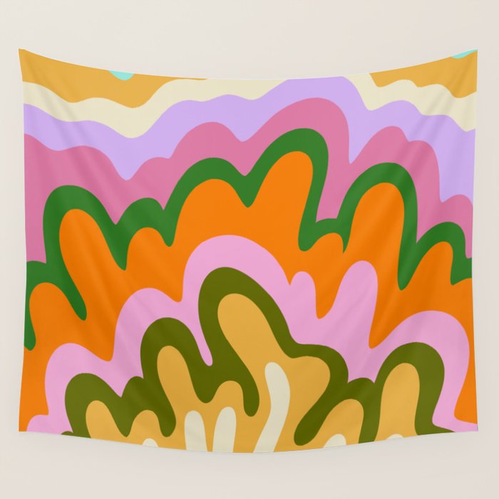 70s Hippie Retro Abstract Colorful Explosion Wall Tapestry Gallery Image 1
