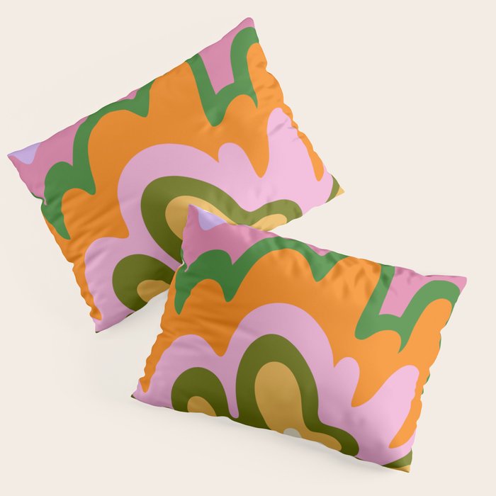 70s Hippie Retro Abstract Colorful Explosion Pillow Sham Gallery Image 1