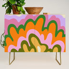 70s Hippie Retro Abstract Colorful Explosion Credenza Gallery Image 1