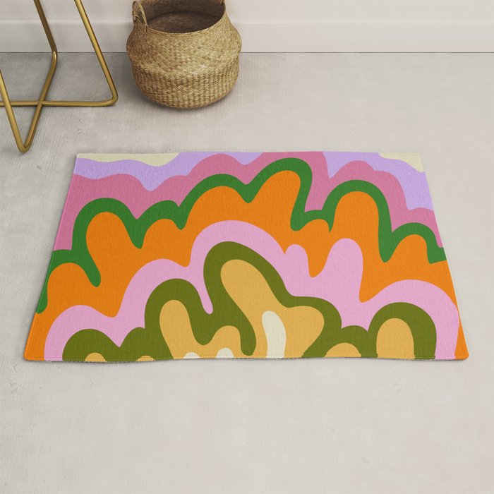 70s Hippie Retro Abstract Colorful Explosion Rug Gallery Image 1