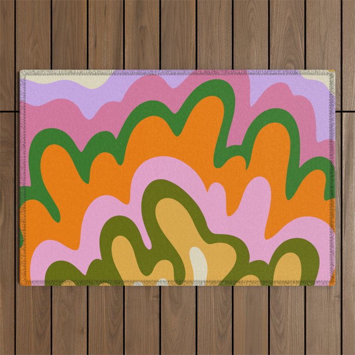 70s Hippie Retro Abstract Colorful Explosion Outdoor Rug Gallery Image 1