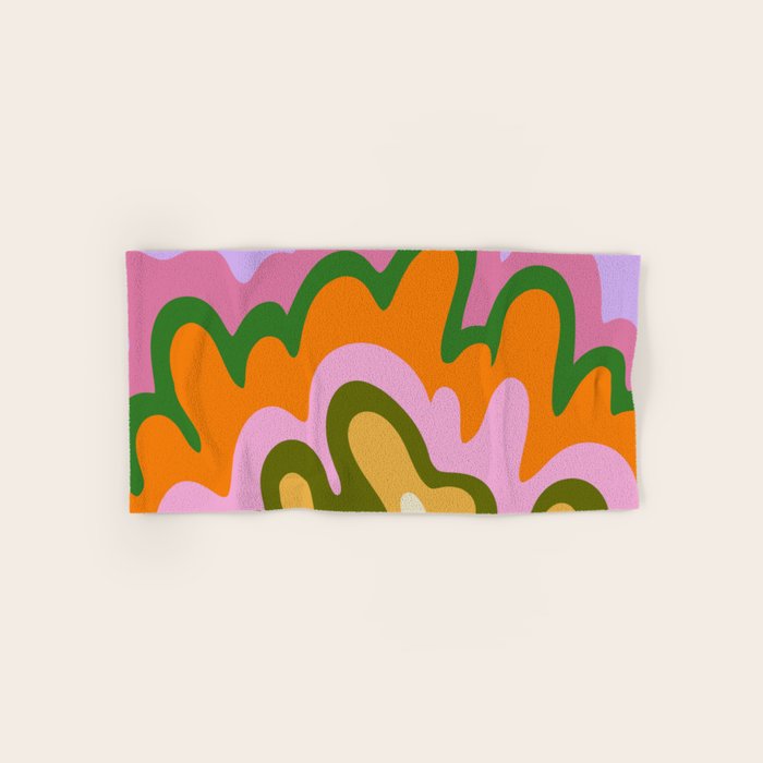 70s Hippie Retro Abstract Colorful Explosion Bath Towel Gallery Image 1