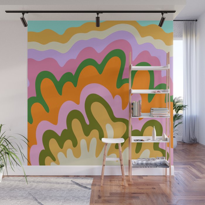70s Hippie Retro Abstract Colorful Explosion Wall Mural Gallery Image 1