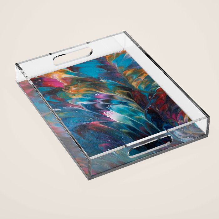 Multi Feather Splash Acrylic Tray Gallery Image 1