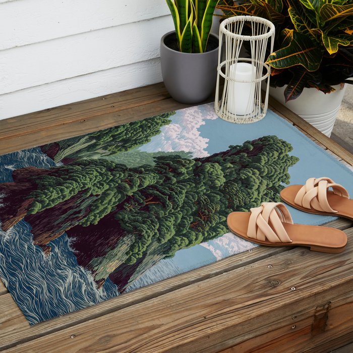 Japanese Wall Art Sage Green Poster Japanese Painting coastal japandi Art Maximalist Art Outdoor Rug Gallery Image 2