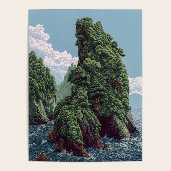 Japanese Wall Art Sage Green Poster Japanese Painting coastal japandi Art Maximalist Art Poster Gallery Image 4