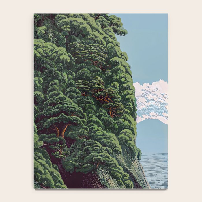 Japanese Wall Art Sage Green Poster Japanese Painting coastal japandi Art Maximalist Art Notebook Gallery Image 4