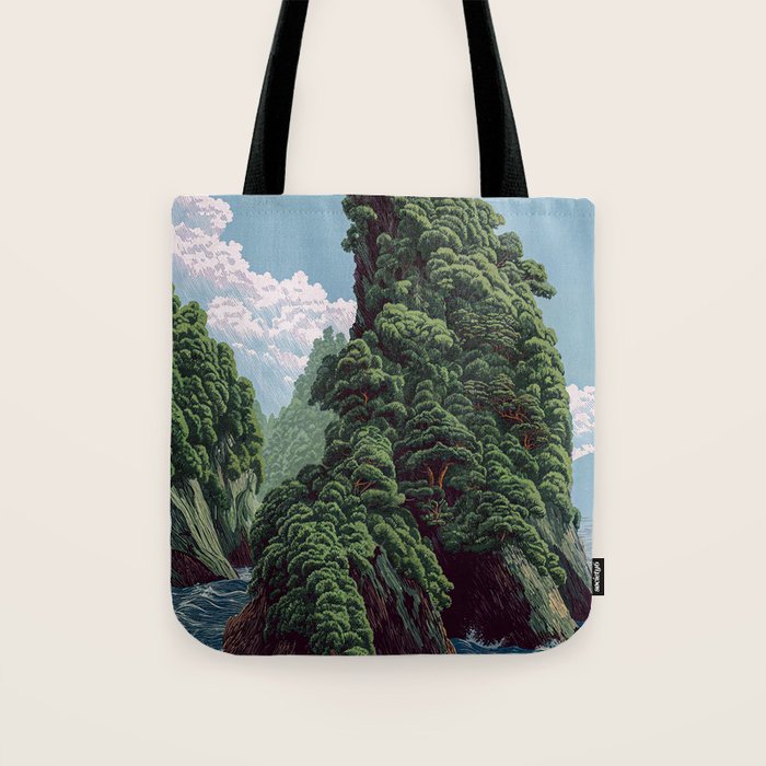 Japanese Wall Art Sage Green Poster Japanese Painting coastal japandi Art Maximalist Art Tote Bag Gallery Image 1