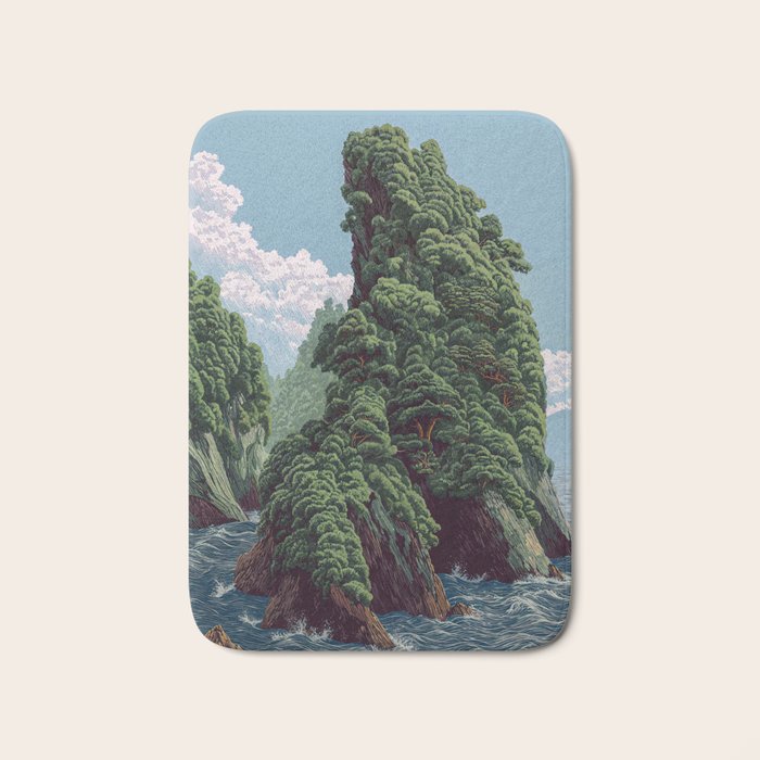 Japanese Wall Art Sage Green Poster Japanese Painting coastal japandi Art Maximalist Art Bath Mat Gallery Image 1