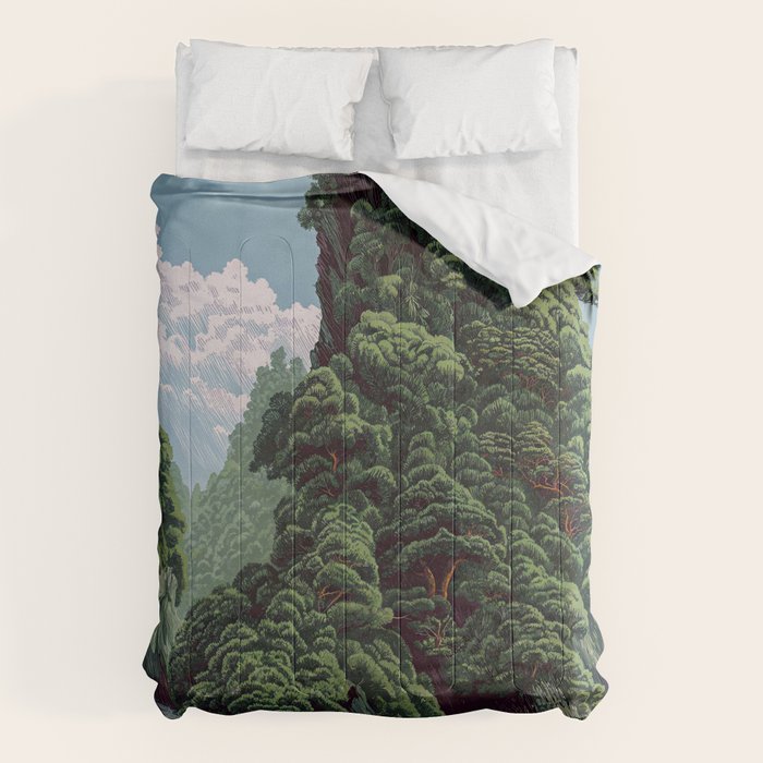 Japanese Wall Art Sage Green Poster Japanese Painting coastal japandi Art Maximalist Art Comforter Gallery Image 6
