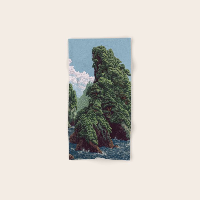 Japanese Wall Art Sage Green Poster Japanese Painting coastal japandi Art Maximalist Art Bath Towel Gallery Image 1