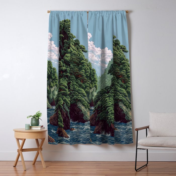 Japanese Wall Art Sage Green Poster Japanese Painting coastal japandi Art Maximalist Art Window Curtain Gallery Image 5