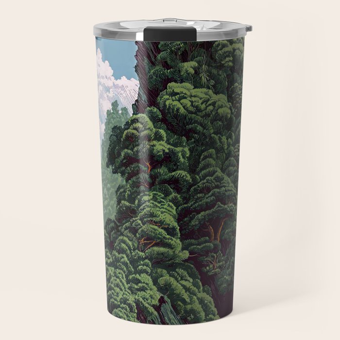 Japanese Wall Art Sage Green Poster Japanese Painting coastal japandi Art Maximalist Art Travel Mug Gallery Image 1