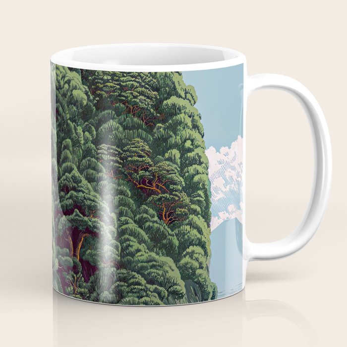 Japanese Wall Art Sage Green Poster Japanese Painting coastal japandi Art Maximalist Art Coffee Mug Gallery Image 1