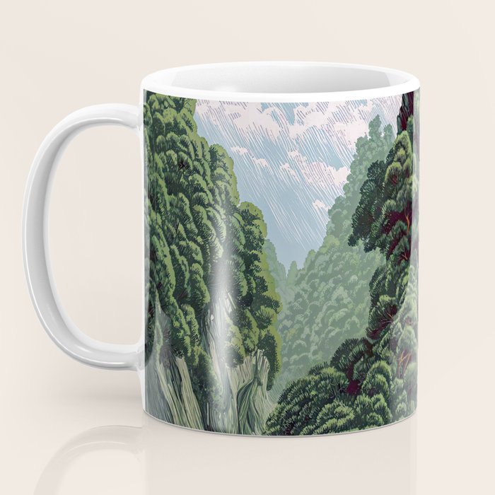 Japanese Wall Art Sage Green Poster Japanese Painting coastal japandi Art Maximalist Art Coffee Mug Gallery Image 3