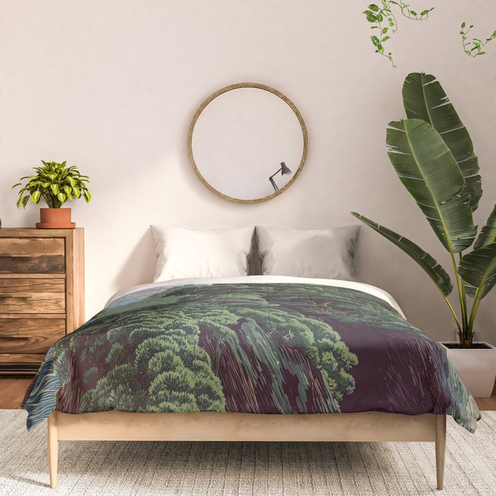 Japanese Wall Art Sage Green Poster Japanese Painting coastal japandi Art Maximalist Art Comforter Gallery Image 3