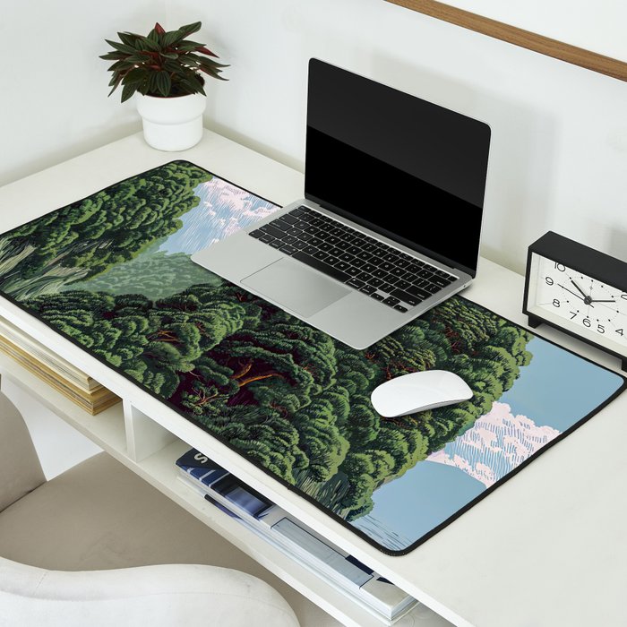 Japanese Wall Art Sage Green Poster Japanese Painting coastal japandi Art Maximalist Art Desk Mat Gallery Image 2
