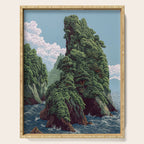 Japanese Wall Art Sage Green Poster Japanese Painting coastal japandi Art Maximalist Art Serving Tray Gallery Image 1