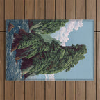 Japanese Wall Art Sage Green Poster Japanese Painting coastal japandi Art Maximalist Art Outdoor Rug Gallery Image 1