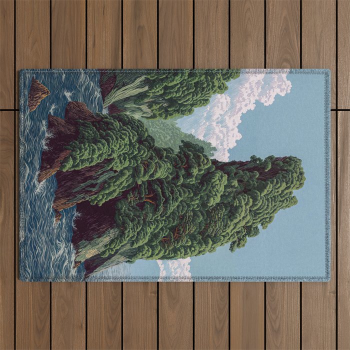 Japanese Wall Art Sage Green Poster Japanese Painting coastal japandi Art Maximalist Art Outdoor Rug Gallery Image 1