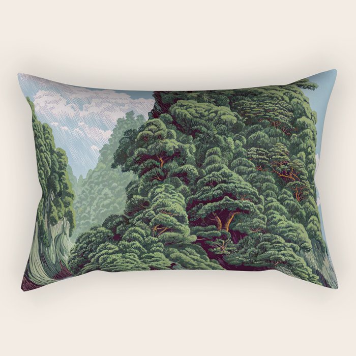 Japanese Wall Art Sage Green Poster Japanese Painting coastal japandi Art Maximalist Art Rectangular Pillow Gallery Image 2