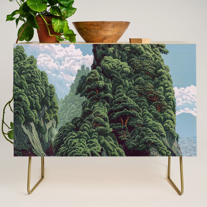 Japanese Wall Art Sage Green Poster Japanese Painting coastal japandi Art Maximalist Art Credenza Gallery Image 1