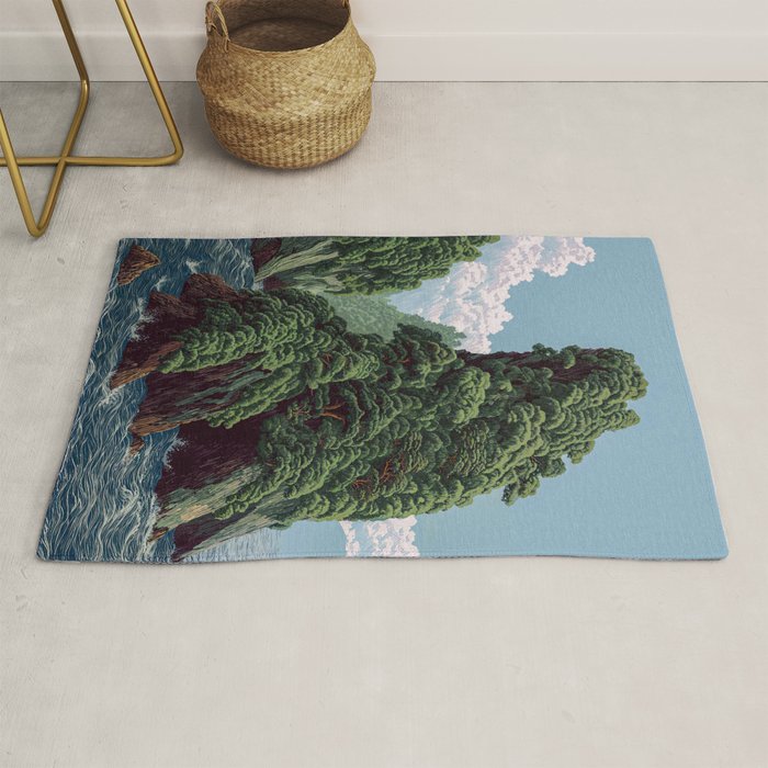 Japanese Wall Art Sage Green Poster Japanese Painting coastal japandi Art Maximalist Art Rug Gallery Image 1