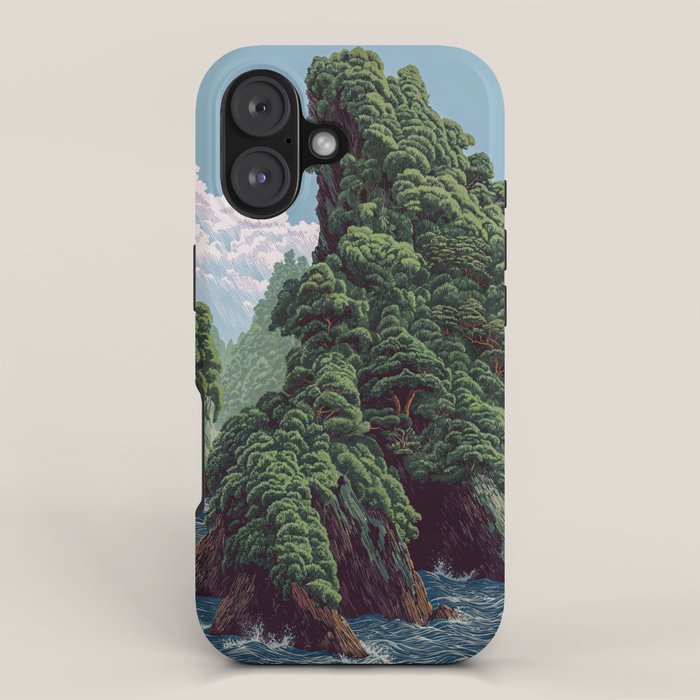 Japanese Wall Art Sage Green Poster Japanese Painting coastal japandi Art Maximalist Art iPhone Case Gallery Image 1