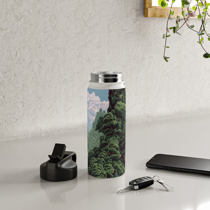 Japanese Wall Art Sage Green Poster Japanese Painting coastal japandi Art Maximalist Art Water Bottle Gallery Image 4