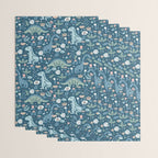Folk Dinosaurs in Blue Wrapping Paper Gallery Image 3