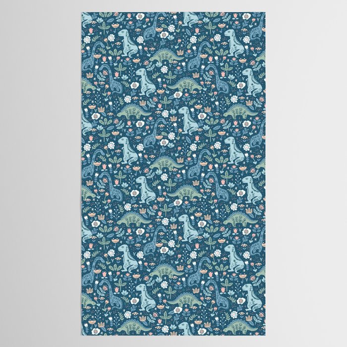 Folk Dinosaurs in Blue Tablecloth Gallery Image 2