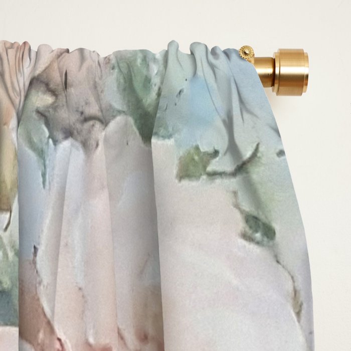 Vintage romantic blush pink ivory elegant rose floral Window Curtain Gallery Image 2
