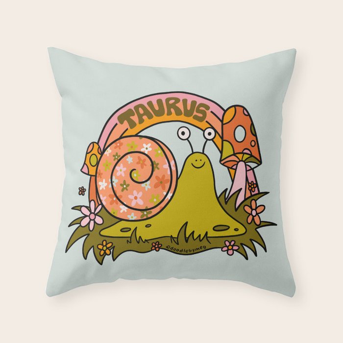 Taurus Snail Throw Pillow Gallery Image 6