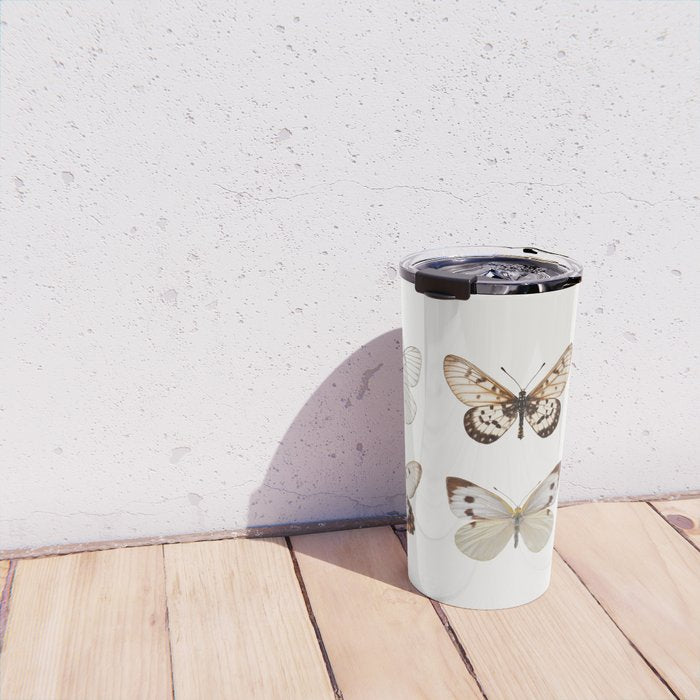 Butterflies in Neutral Colors Travel Mug Gallery Image 4