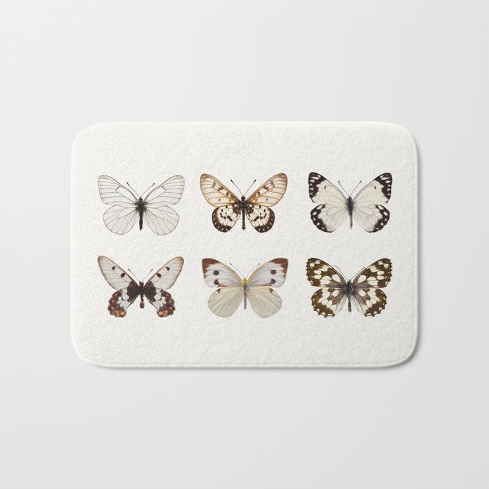 Butterflies in Neutral Colors Bath Mat Gallery Image 1