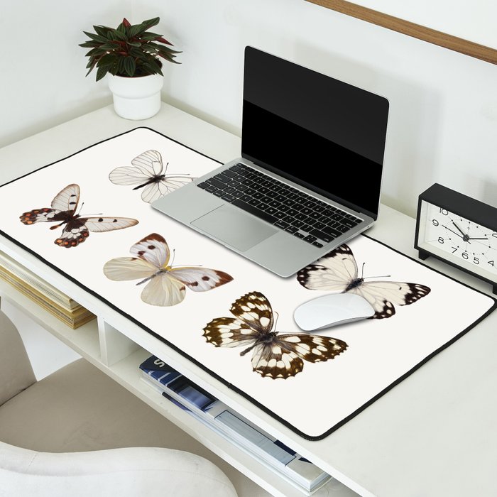 Butterflies in Neutral Colors Desk Mat Gallery Image 2