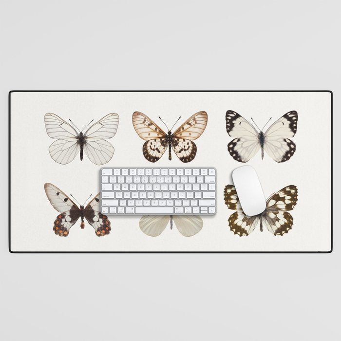 Butterflies in Neutral Colors Desk Mat Gallery Image 1