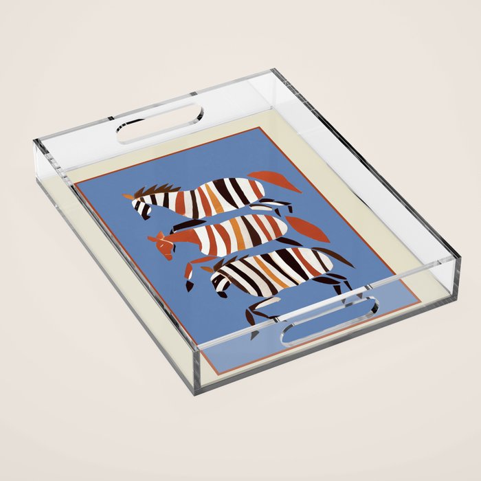 Striped Running Horses Acrylic Tray Gallery Image 1