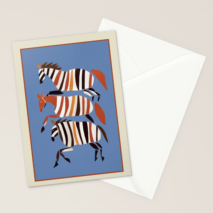 Striped Running Horses Stationery Card Gallery Image 2