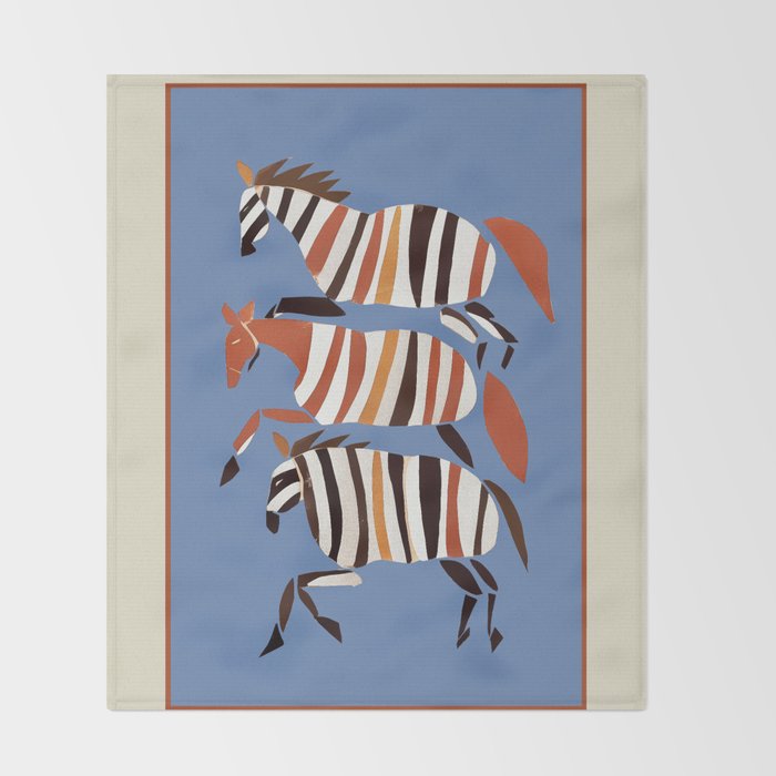 Striped Running Horses Throw Blanket Gallery Image 2