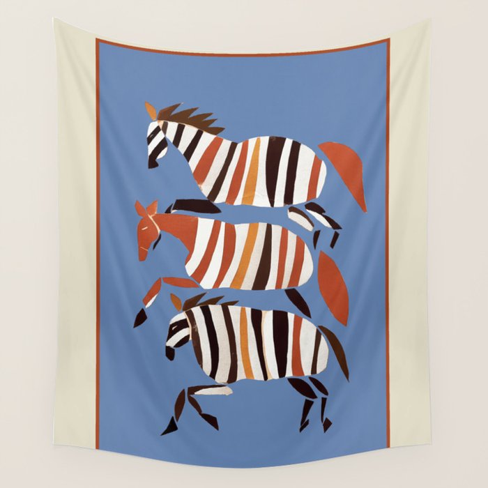 Striped Running Horses Wall Tapestry Gallery Image 1