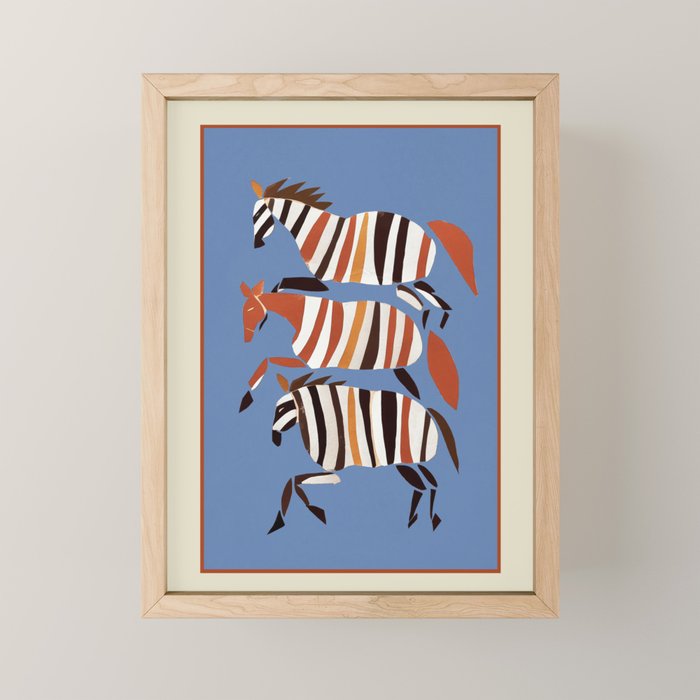 Striped Running Horses Mini Art Print